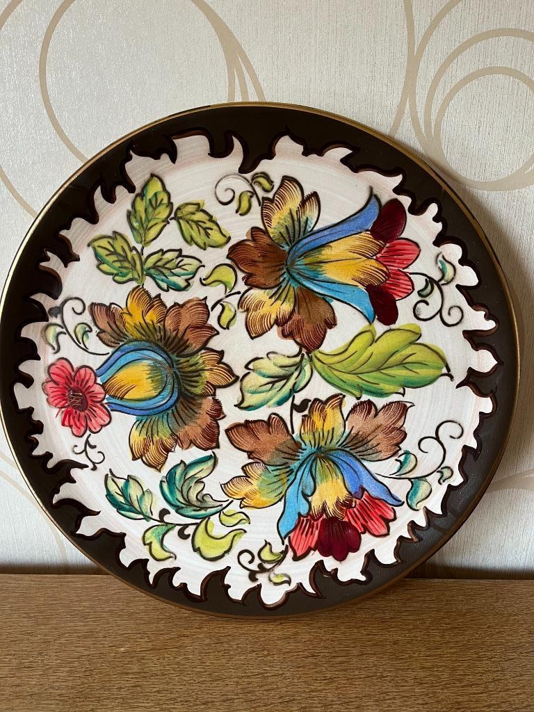 Vintage wandbord bloemen motief - H. Bequet, Ophalen of Verzenden