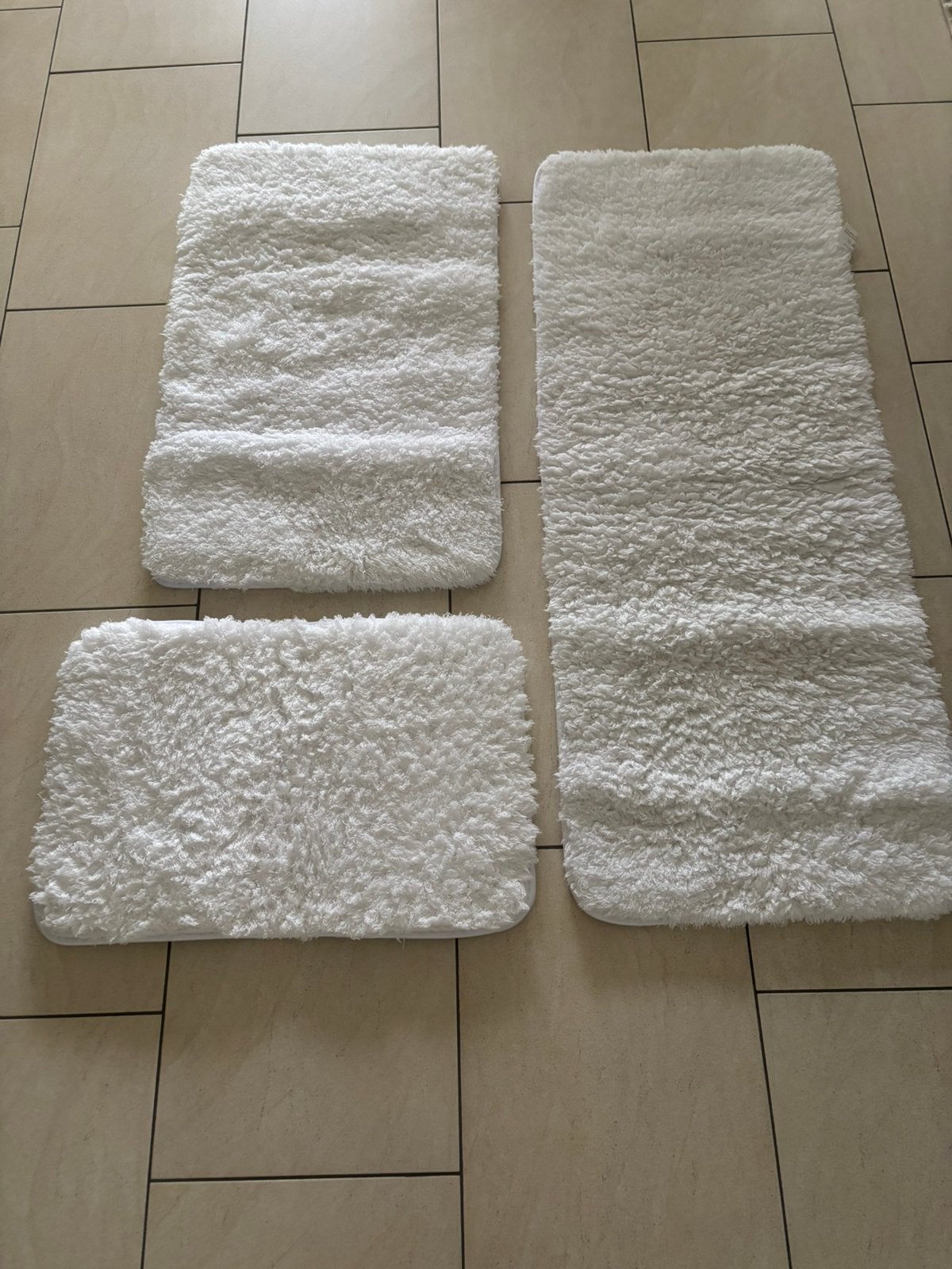 (Bad) kamermatjes ( 3 stuks), Maison & Meubles, Ameublement | Tapis & Moquettes, Enlèvement ou Envoi, Comme neuf, Blanc