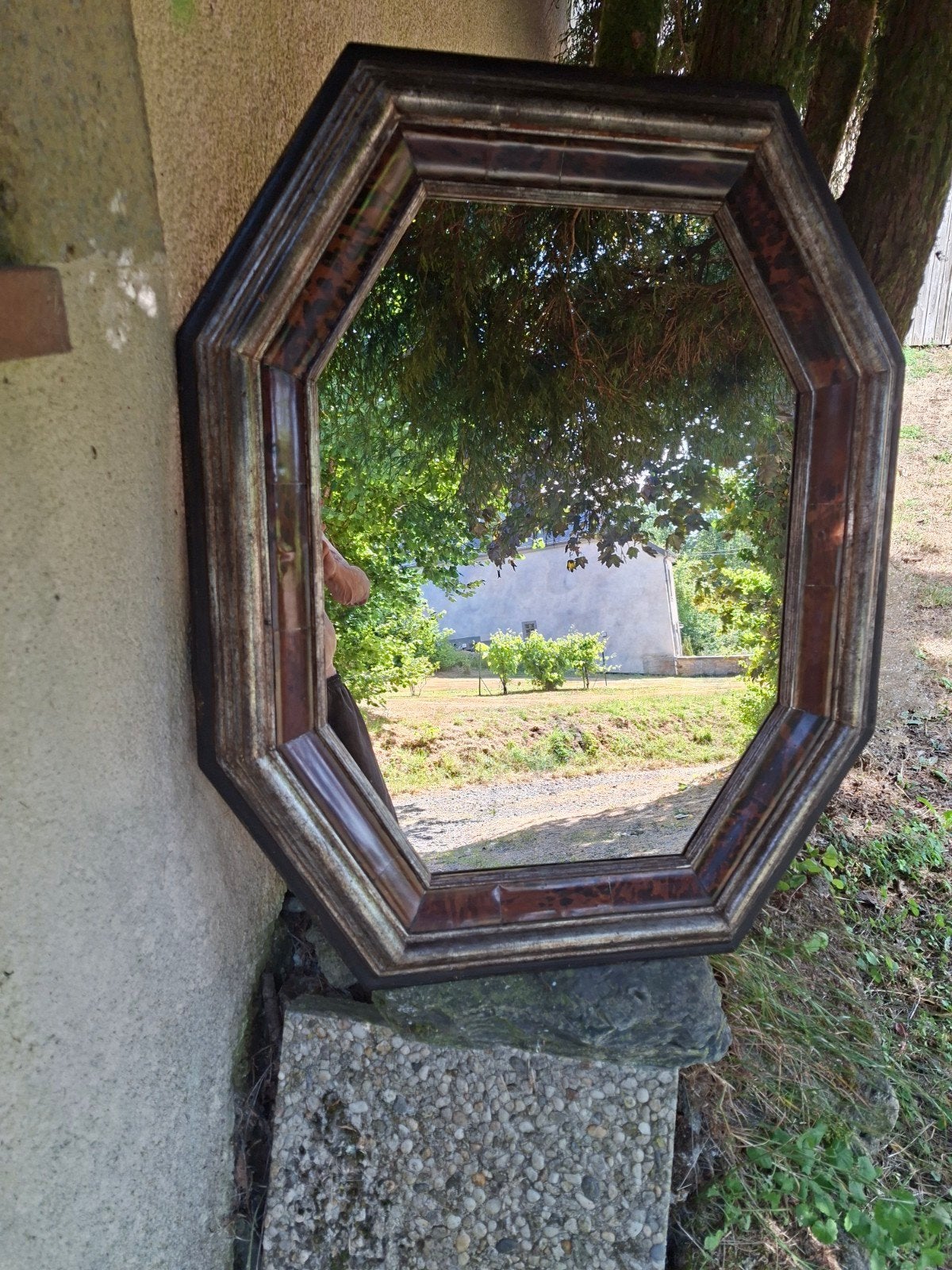Miroir teinté octogonal 70x88cm écailles de tortue véritable, Ophalen