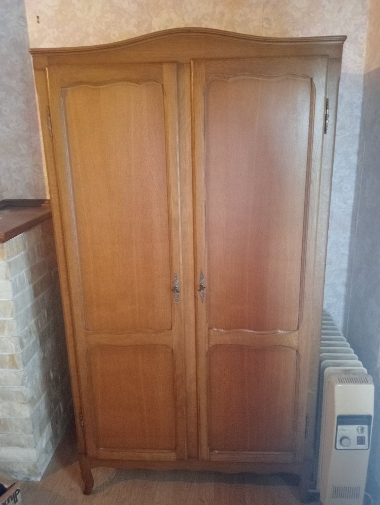 Armoire à deux portes en bois classique vintage, Franse stijl, Comme neuf, 50 à 100 cm, Chêne