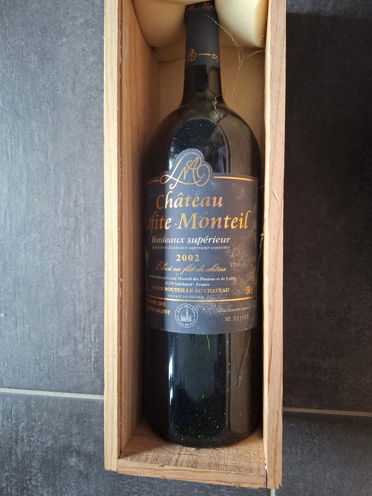 Magnum Chateau Lafite Monteil 2002 — Bordeaux Supérieur — 1,, Verzamelen, Frankrijk, Nieuw, Ophalen of Verzenden, Rode wijn