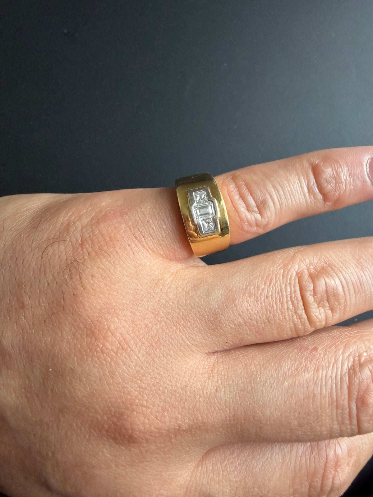 Chevalière Vintage Homme en Or 18K & Diamants Naturels  10 g, Femme ou Homme, Or, Comme neuf, Or