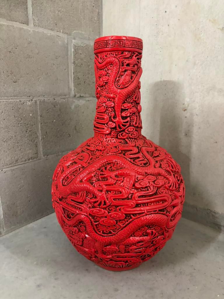 Red Dragon Vase, Huis en Inrichting, Woonaccessoires | Vazen, Ophalen, Steen, 50 tot 75 cm, Nieuw