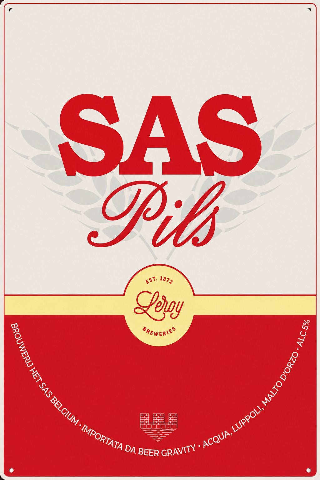 Panneau en métal SAS Pils 2 - rétro vintage mancave, Collections, Marques de bière, Enlèvement ou Envoi, Neuf, Panneau, Plaque ou Plaquette publicitaire