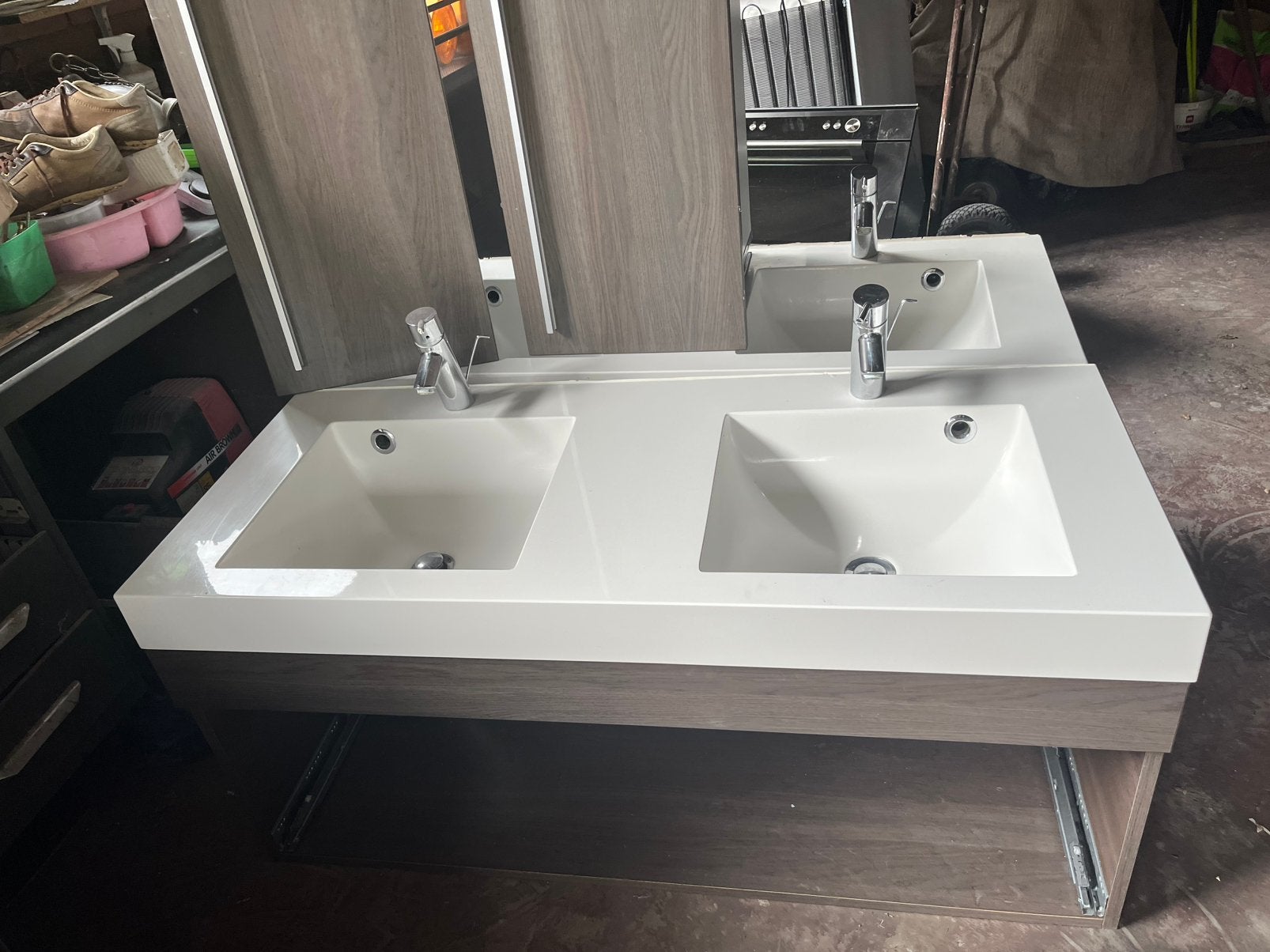 2 x dubbel hang lavabo als nieuw, Huis en Inrichting, Ophalen, Zo goed als nieuw