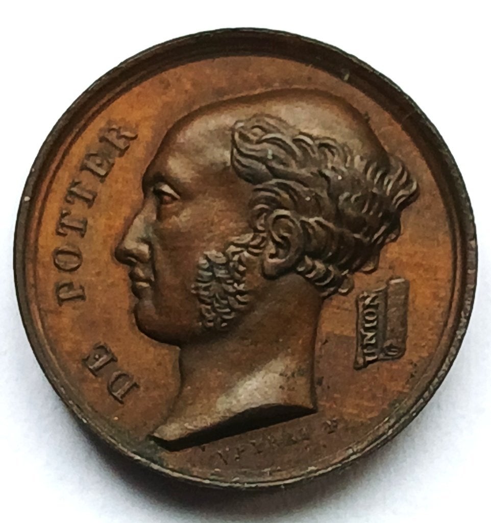 medaille 1830 VEYRAT Louis antoine de Potter union, Ophalen of Verzenden, Overige materialen
