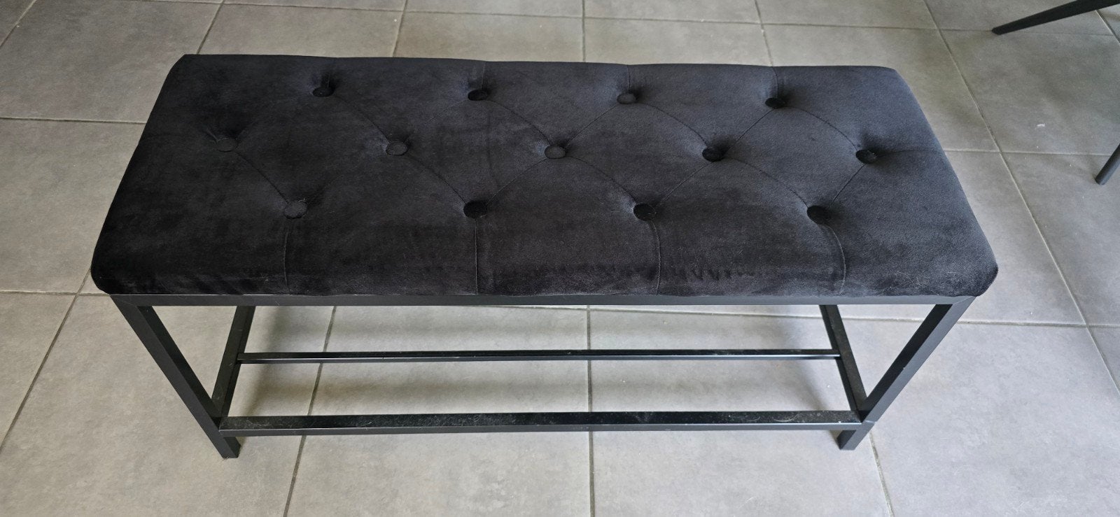 Zwarte velvet bankje met schoenenrek, Ophalen
