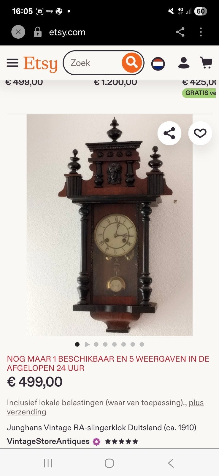 Junghans Vintage klok, Antiek en Kunst, Antiek | Klokken, Ophalen