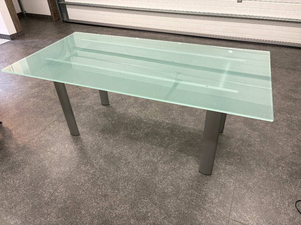 Glazen eetkamer tafel, Ophalen, Zo goed als nieuw, Modern, 4 tot 6 stoelen