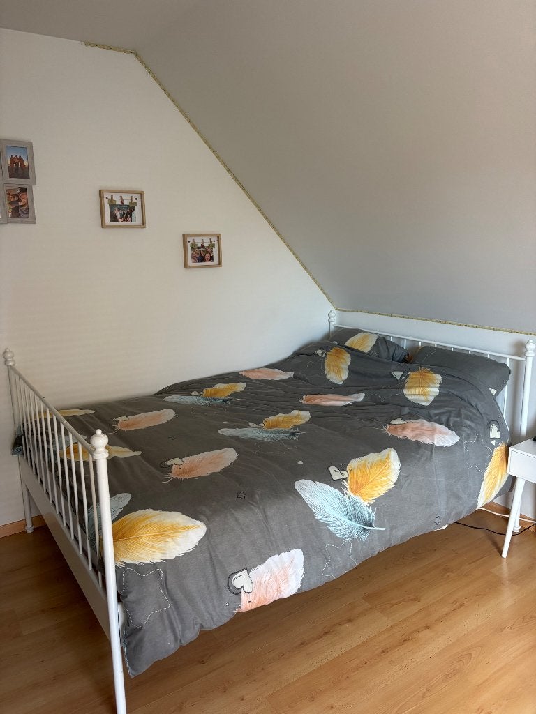 Bed 1m40, Ophalen, Gebruikt, Wit, Tweepersoons
