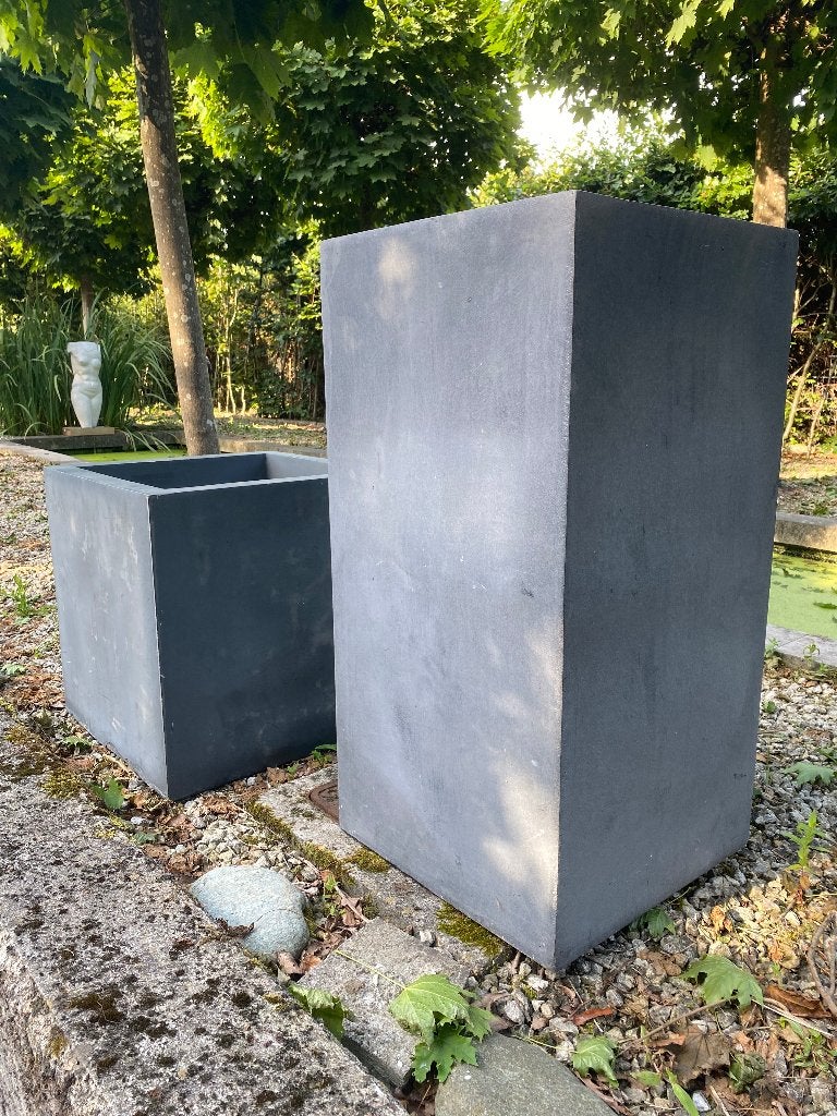Set van 2 moderne design tuin plantenbakken – antraciet –, Tuin en Terras, Ophalen, Gebruikt