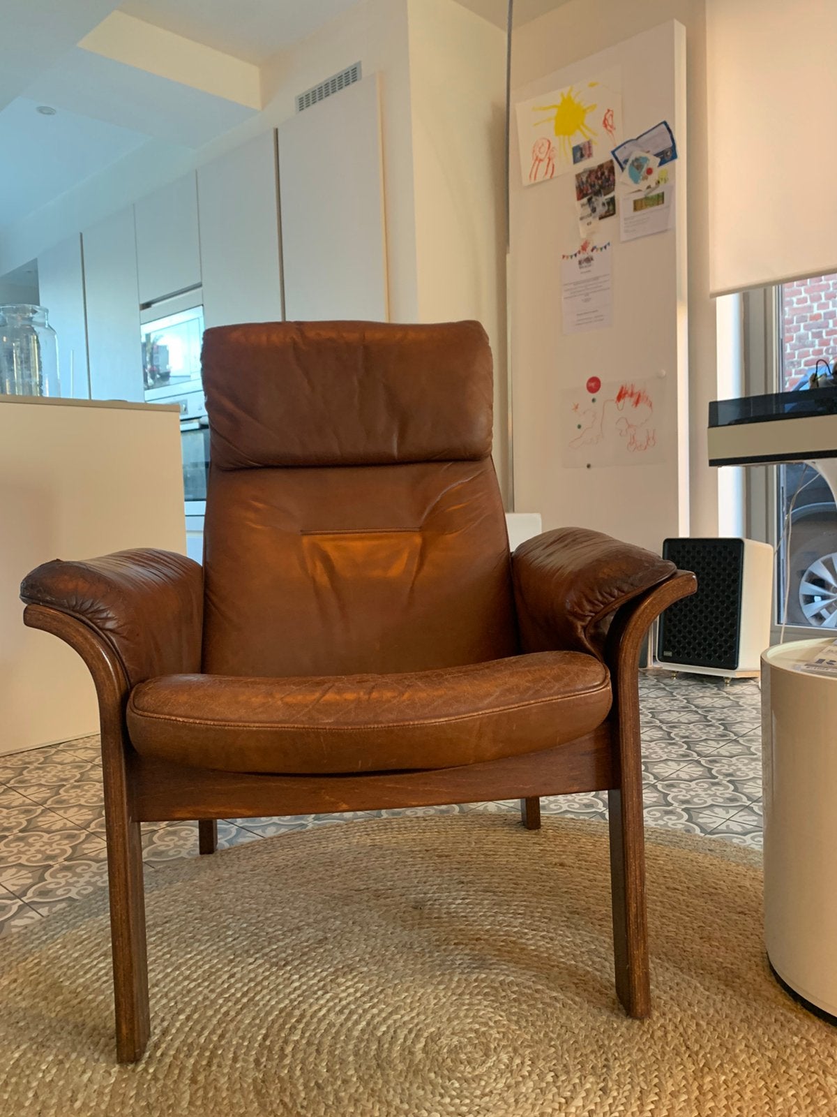 Vintage Göte Möbler (G-Möbel) Zweedse design – Leder, 75 à 100 cm, Mid century, Enlèvement, Utilisé