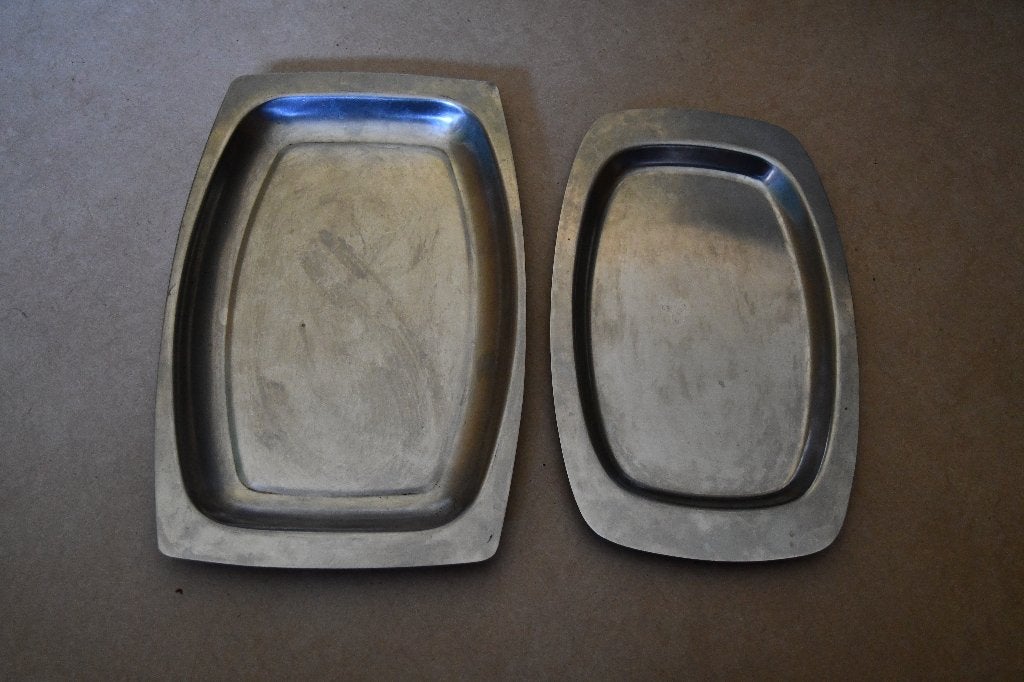 Twee ovale inox schotels - set 2, Huis en Inrichting, Keuken | Servies, Gebruikt, Overige merken, Klassiek, Ophalen of Verzenden