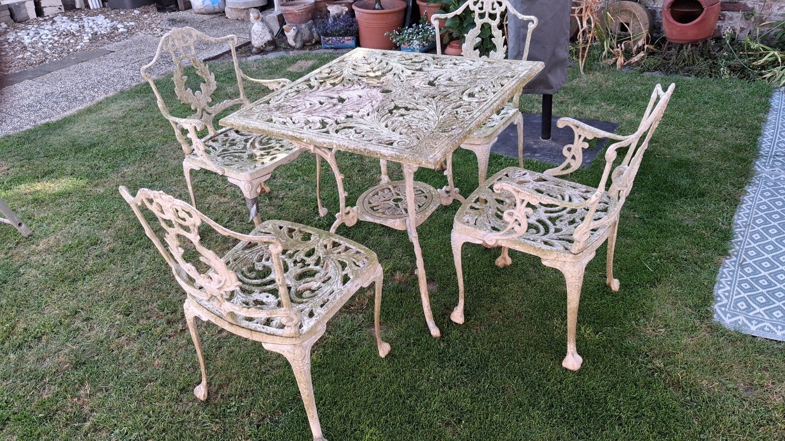 Magnifique ensemble de jardin en aluminium. Table et 4 chais, Enlèvement, Aluminium, Salons de jardin