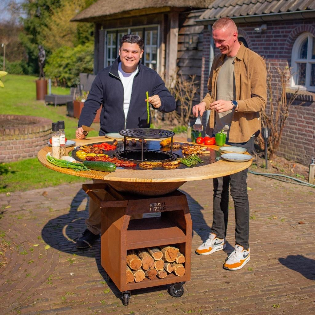 Plancha BBQ grill Maestro 100 cm Cortenstaal buitenkeuken, Ophalen of Verzenden, Nieuw, RJ Royal Living, Met accessoires