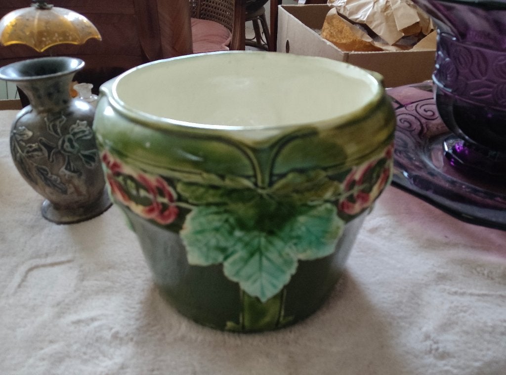 Oude cachepot voor barbotine in art nouveau stijl, Antiek en Kunst, Ophalen of Verzenden