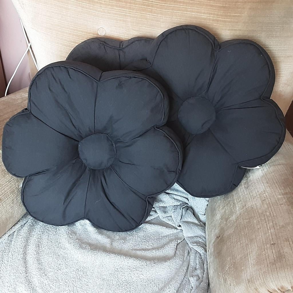 Set 3 mooie stijlvolle zwarte katoenen sierkussens, Huis en Inrichting, Woonaccessoires | Kussens, Ophalen of Verzenden, Zwart