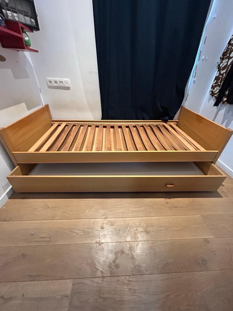 Eenpersoonsbed met lattenbodem en schuif, Huis en Inrichting, Slaapkamer | Bedden, Ophalen, Zo goed als nieuw, Eenpersoons