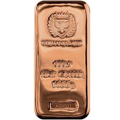 #1 kilogram #Koperbaren #Germania Mint fine koper 999.9 BU, Postzegels en Munten, Edelmetalen en Baren, Ophalen of Verzenden, Koper