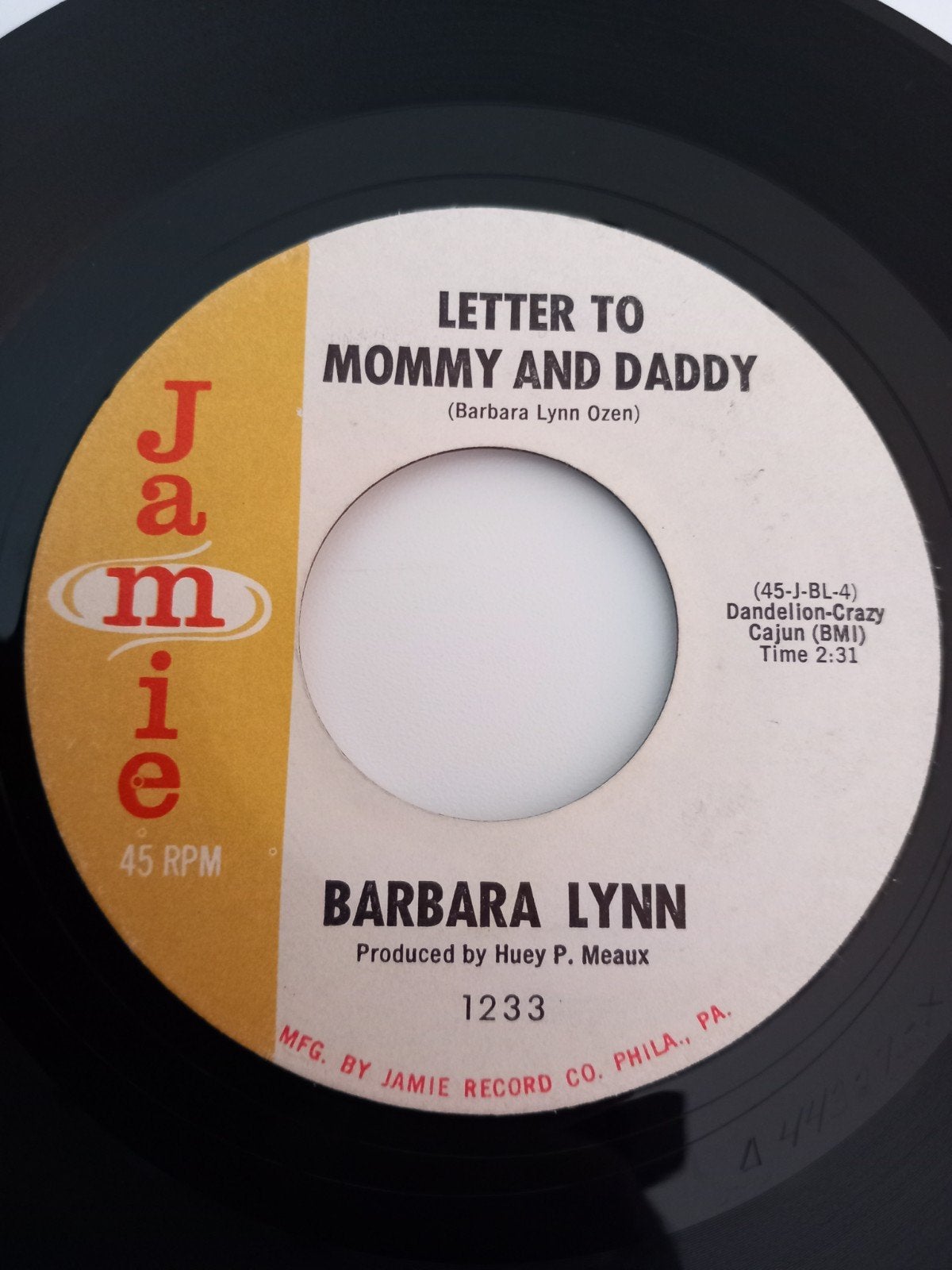 BARBARA LYNN. 1962 .  2 SIDE . JAMIE RECORDS 1233 USA 45T, Ophalen of Verzenden