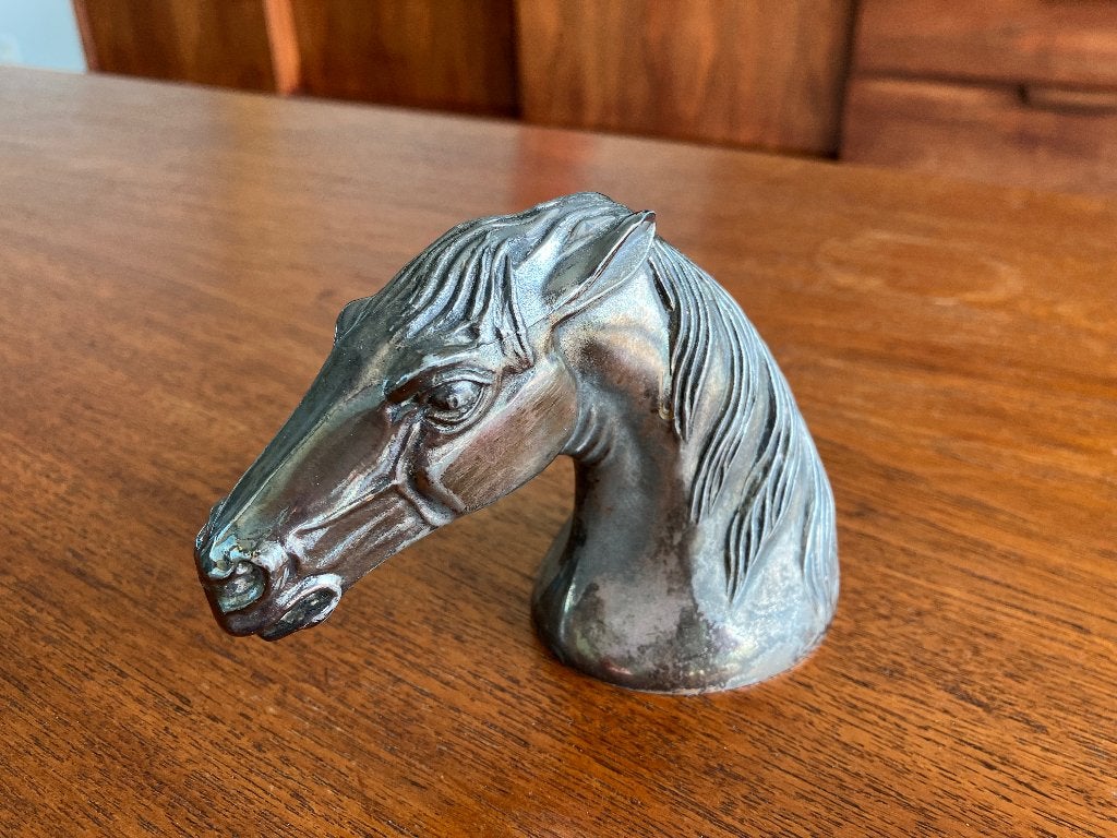 zilverkleurige flessenopener paardenhoofd "HORSY" PARIS, Ophalen of Verzenden