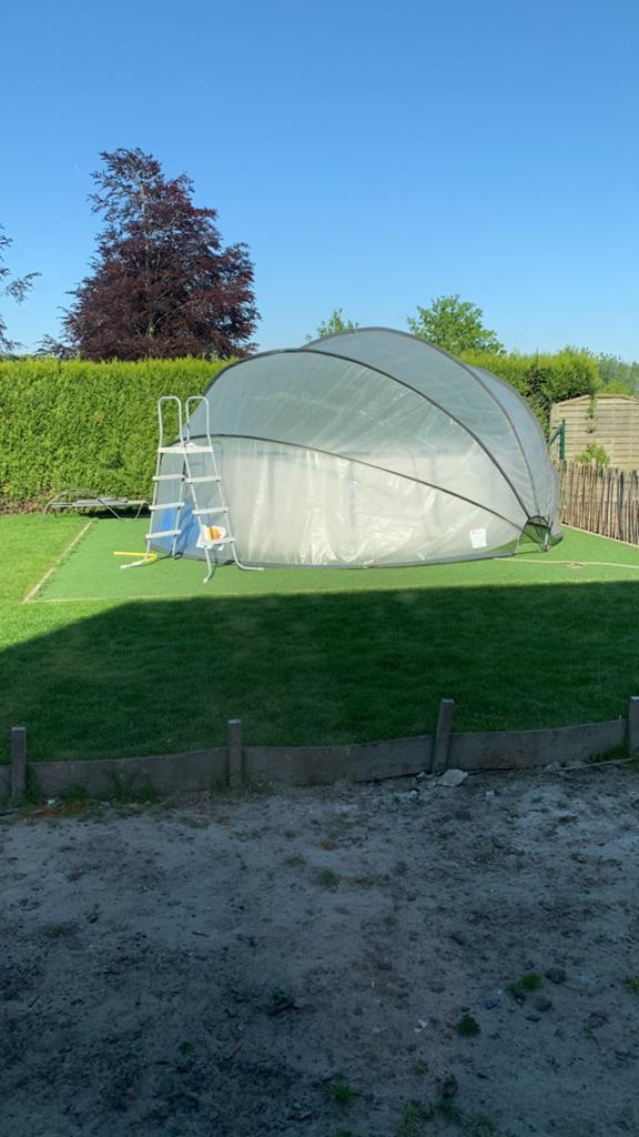 Zwembad+trap+zandfilter+sunnytent, Tuin en Terras, Gebruikt, Rond, 300 cm of meer, Ophalen
