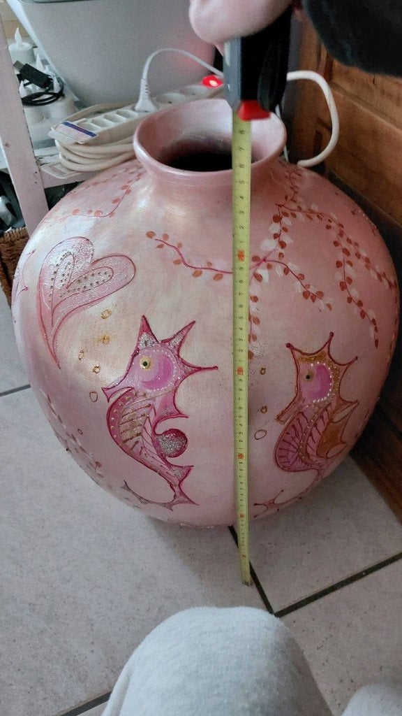 Mooi grote glazen vaas, Ophalen, Zo goed als nieuw, Roze, Glas