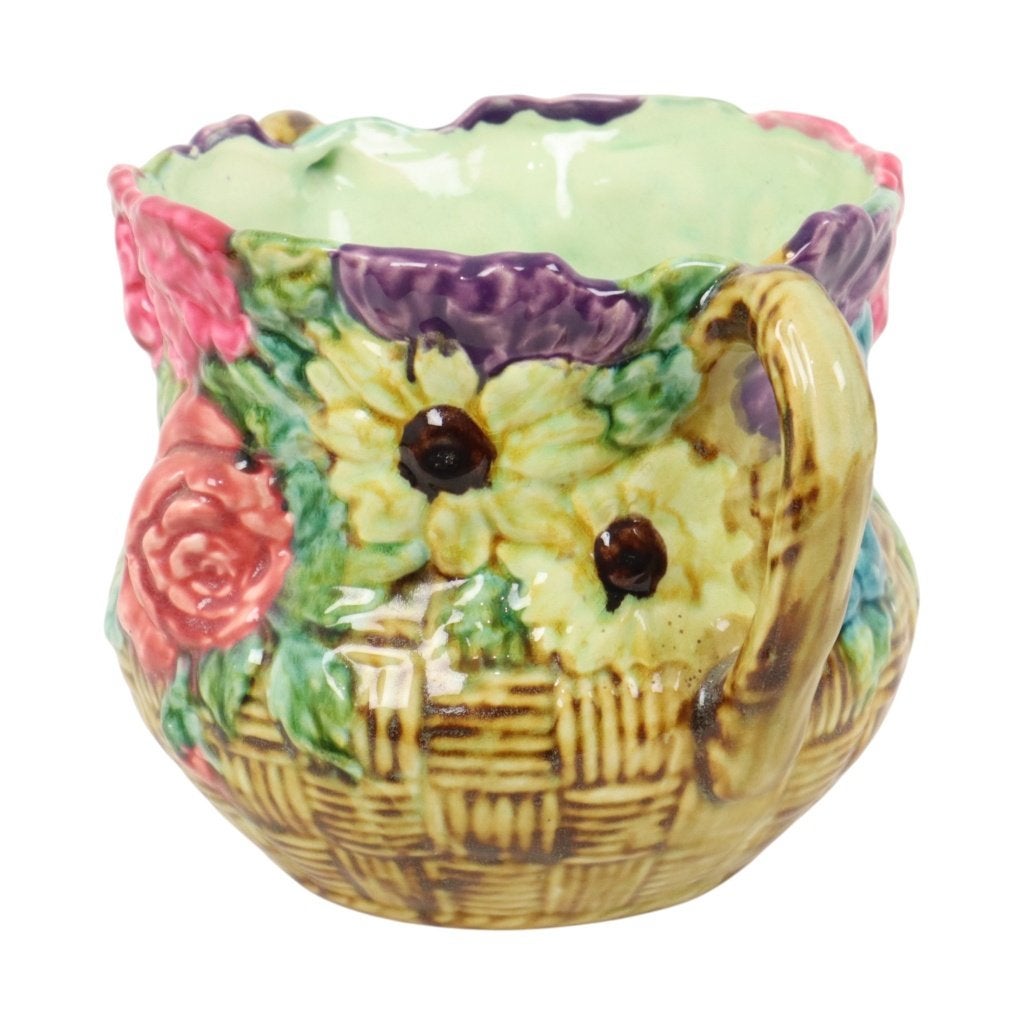 Kleurrijke Art Nouveau Bloempot Cache Pot Majolica Frankrijk, Antiek en Kunst, Ophalen of Verzenden
