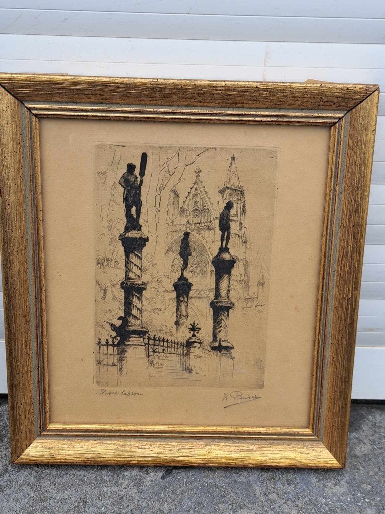 gravure petit sablon signe kurt peiser, Enlèvement ou Envoi, Gravure