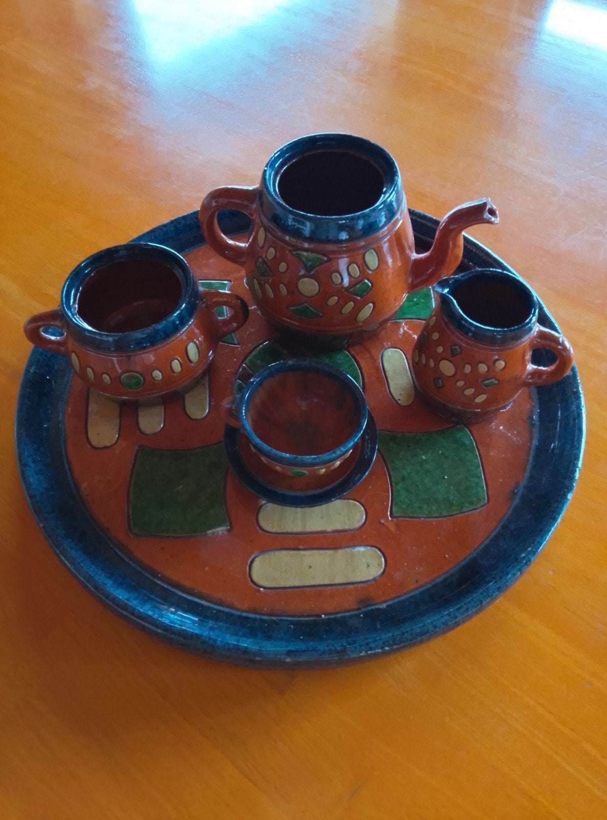 aardewerken plateau + servies, Antiek en Kunst, Ophalen