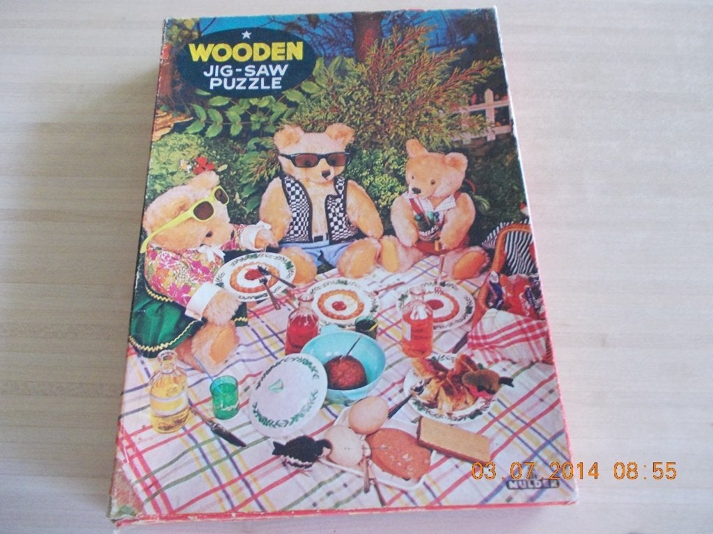 Houten Puzzel. 3 Beren van Mulder., Gebruikt, 10 tot 50 stukjes, Ophalen of Verzenden, Van hout