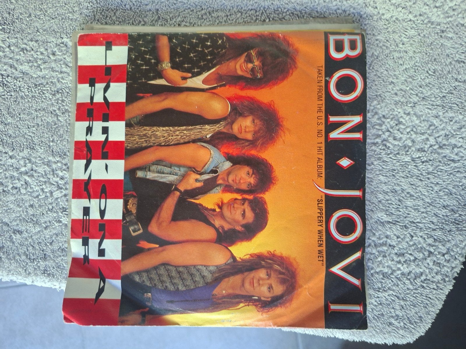 Bon jovi living on a prayer, Enlèvement ou Envoi, 7 inch, Utilisé, Housse de protection extérieure