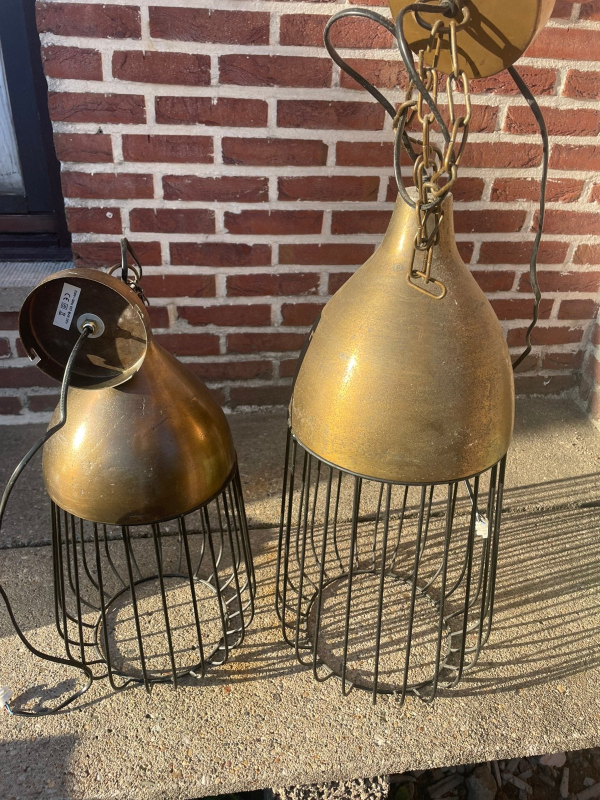 Luster hanglampen koper/goud kleur, Ophalen, Zo goed als nieuw