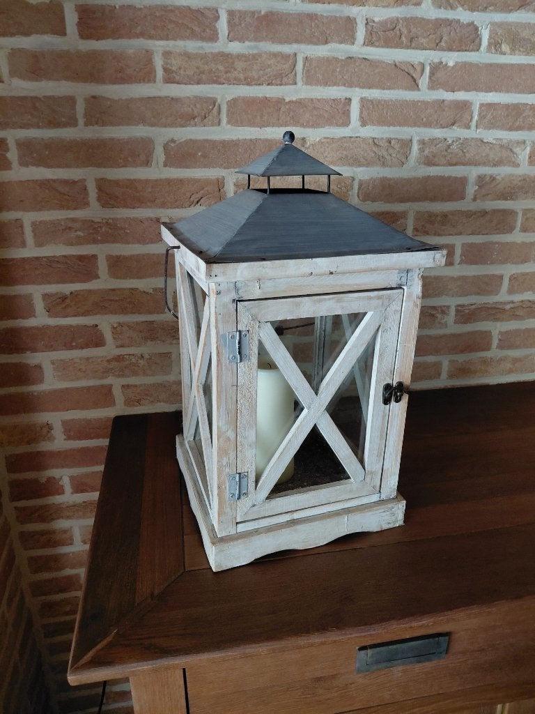 DECORATIEVE LANTAARN, Huis en Inrichting, Ophalen, 25 tot 50 cm, Wit, Zo goed als nieuw