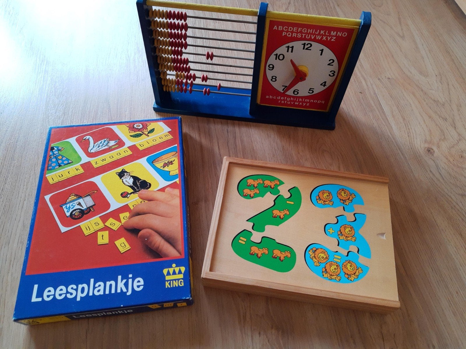 leesplankje, houten rekenpuzzel en telraam, Ophalen of Verzenden