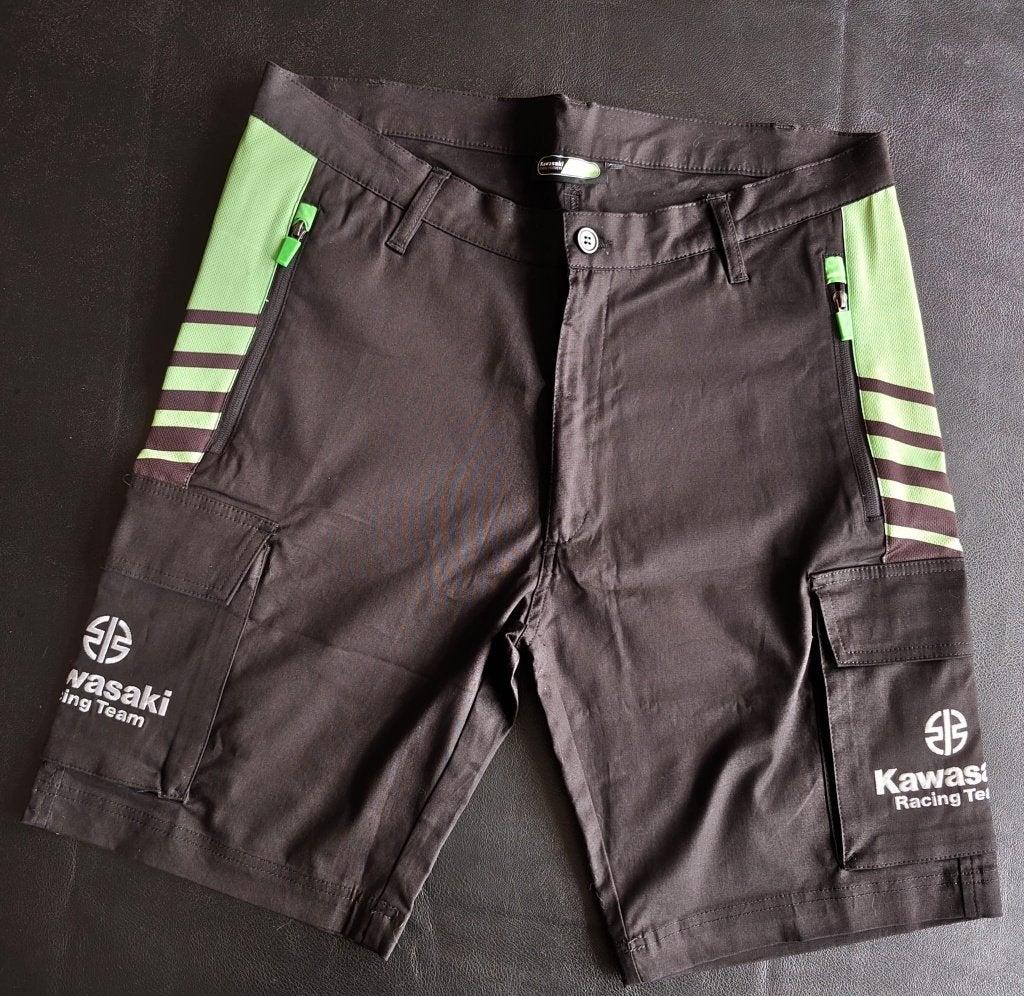 Kawasaki Racing Team shorts, maat EU L, zwart/groen, Femmes, Enlèvement ou Envoi, Kawasaki, Pantalon | textile
