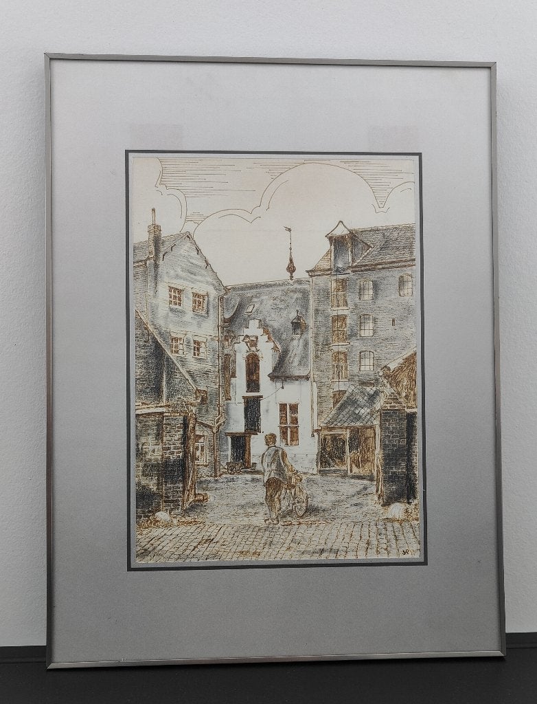 Potloodtekening De Molen Rotselaar, Antiquités & Art, Enlèvement, Dessin au crayon