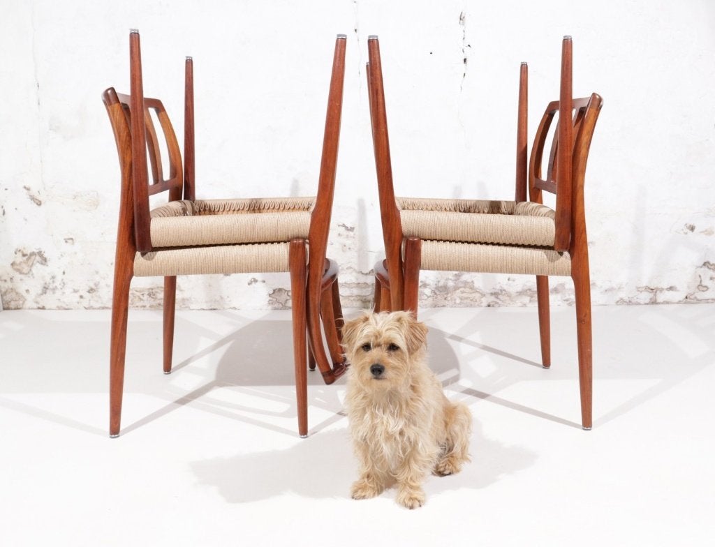 Set van 4 Niels Moller Model 83 palissander eetkamerstoelen, Ophalen