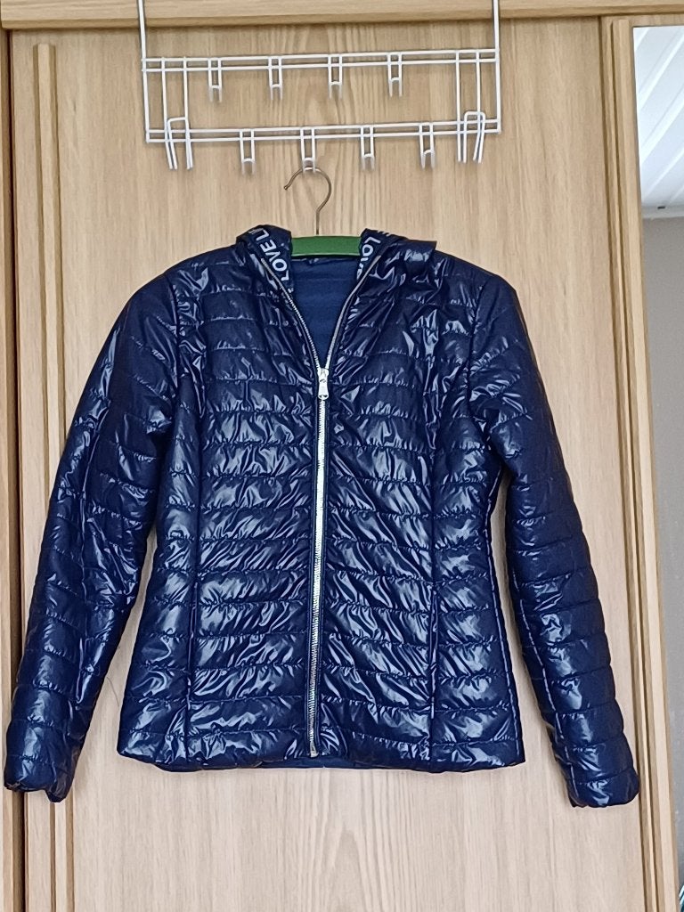 Donkerblauwe jas met kap Bel&Bo Maat 158, Bel&Bo, Comme neuf, Envoi, Fille