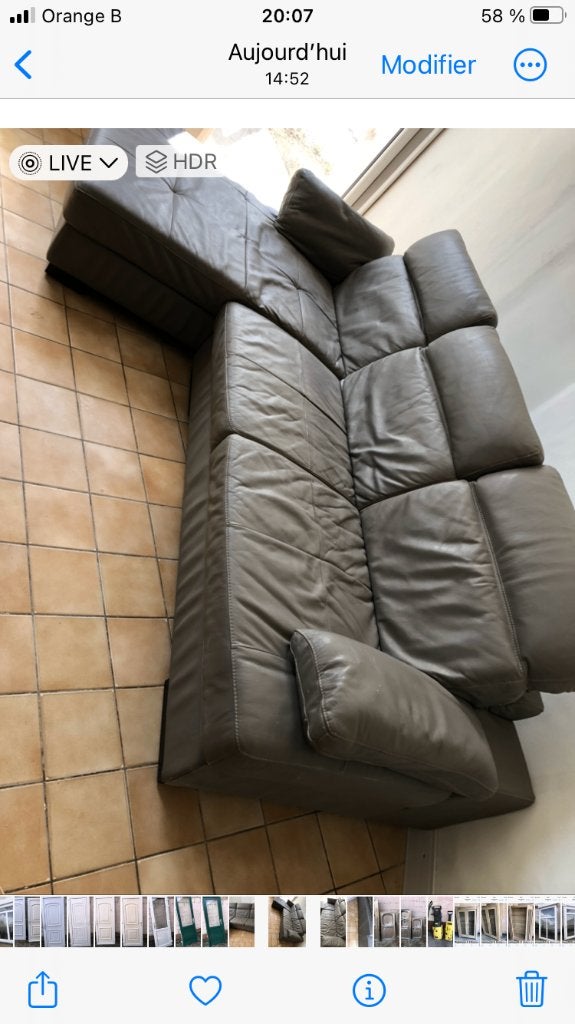 Divan en cuir, Enlèvement, Cuir