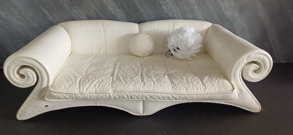 Canapé  salon bretz cuir blanc ( profond ), 250 à 300 cm, 125 à 150 cm, Banc droit, Enlèvement