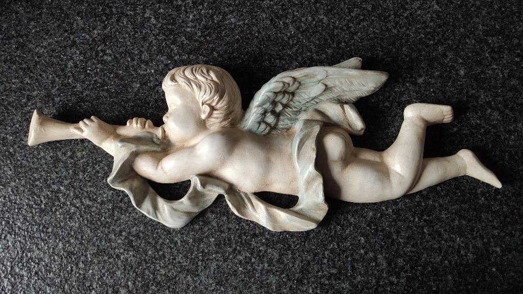 Ange en céramique, 17 cm, Sculpture murale, Enlèvement, 42 cm