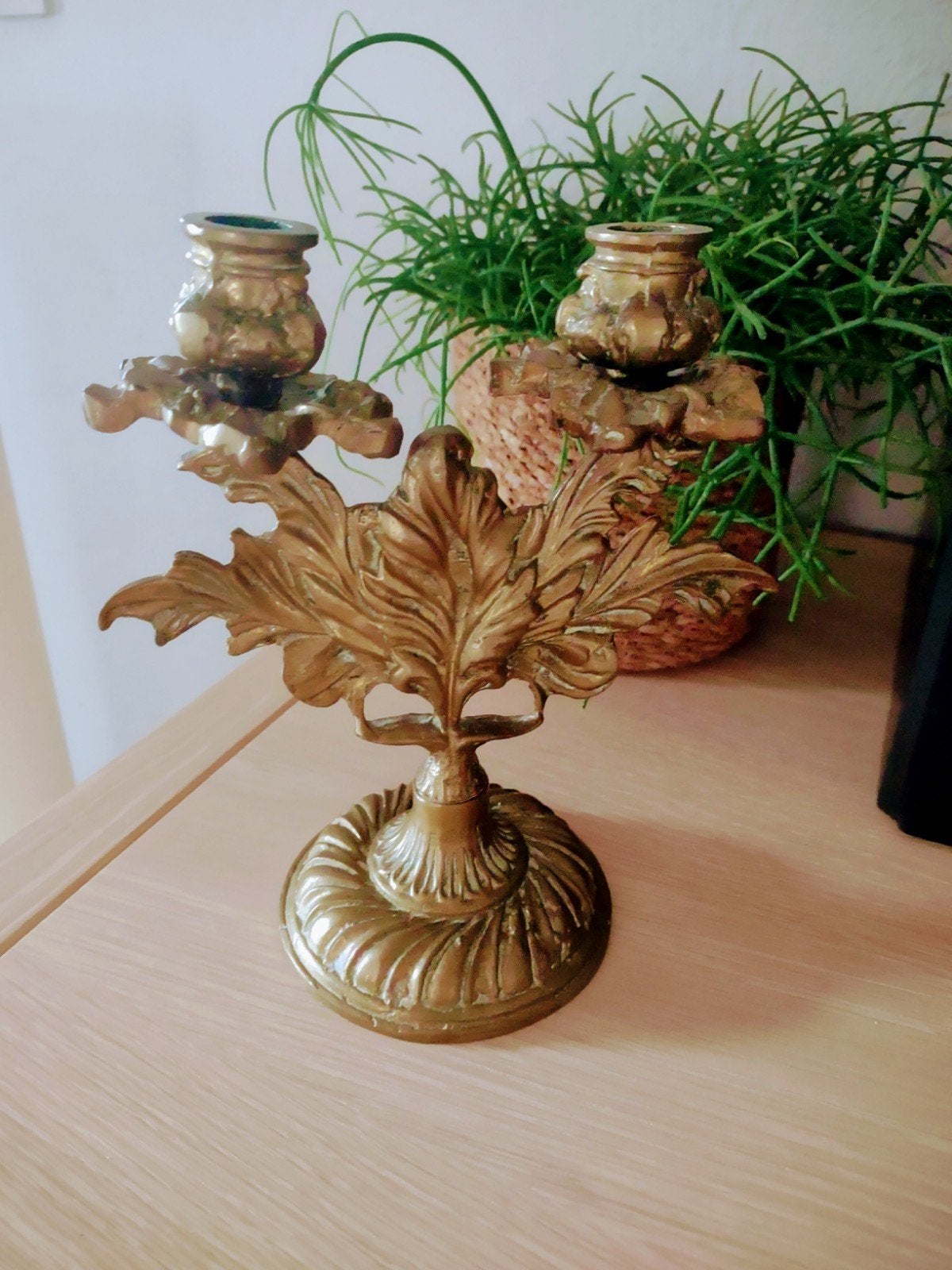 Mooie brons/koperen kandelaar., Antiek en Kunst, Ophalen of Verzenden
