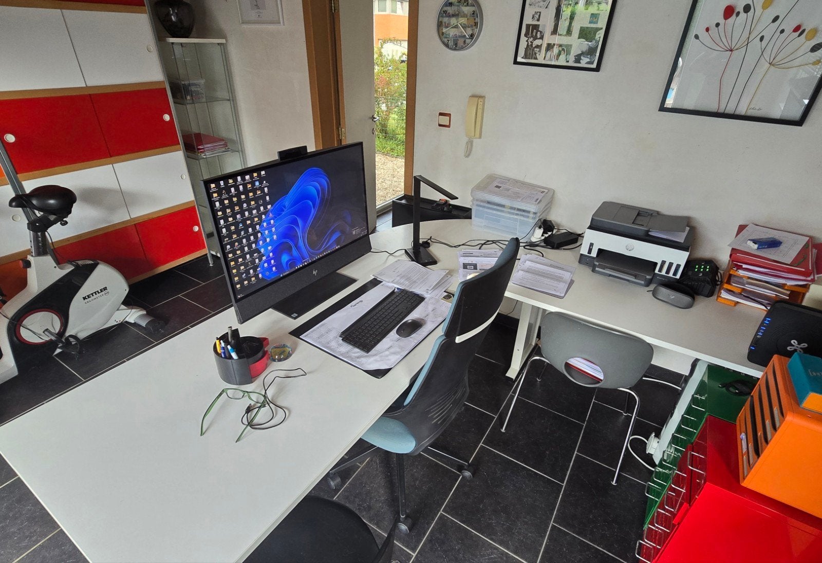 Bureau en L  origine Weba, Maison & Meubles, Métal, Comme neuf, Enlèvement, Moderne
