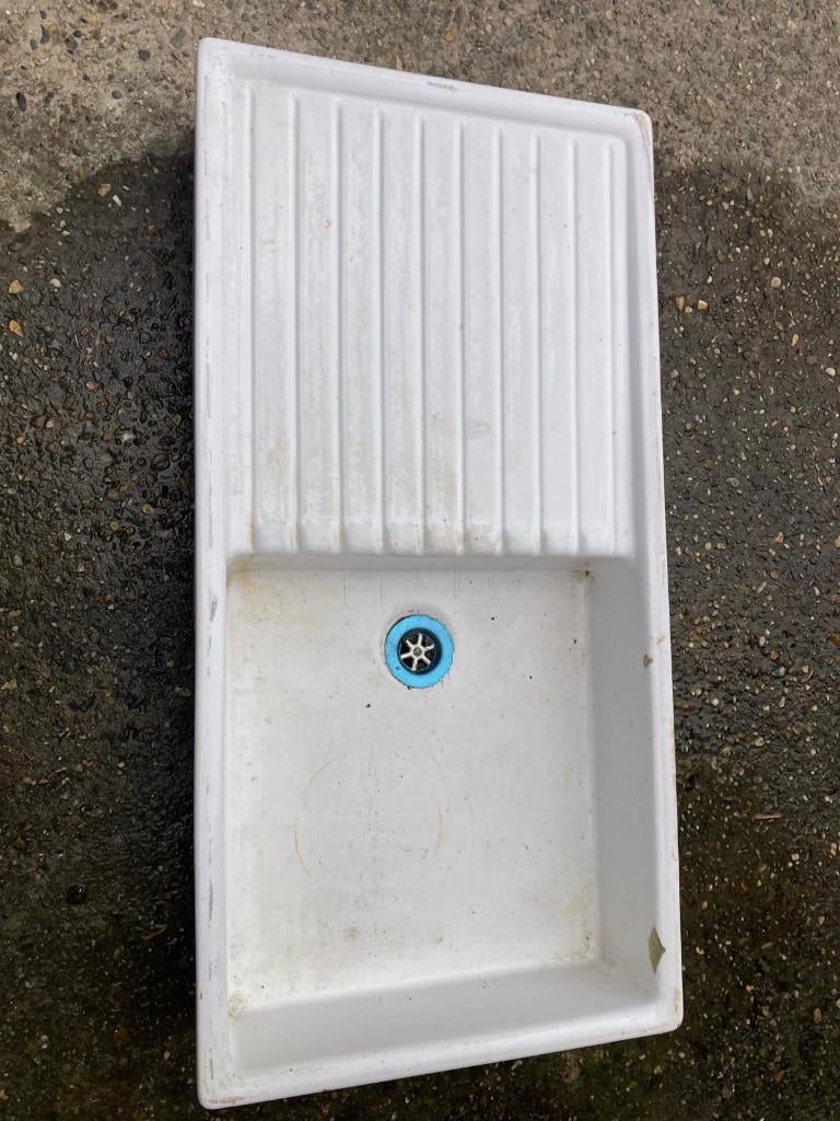 Porseleinen spoelbak, Doe-het-zelf en Bouw, Sanitair, Ophalen, Gebruikt, Steen, Wastafel