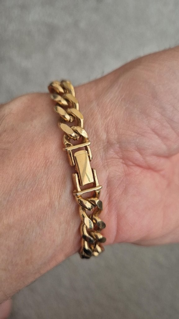 👍Chique Armband gouden > kleur - 38 gram -23,5 cm lang =>, Handtassen en Accessoires, Armbanden, Ophalen, Nieuw, Goud, Overige materialen