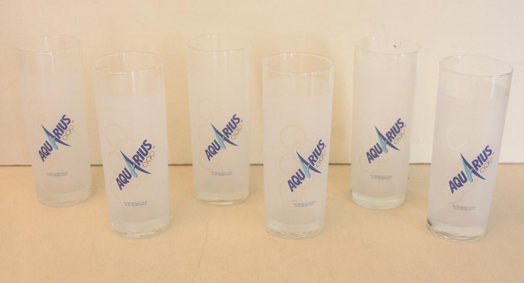 Zes Vintage Aquarius Glazen / 0,5 Liter / Nieuw In De Doos, Ophalen of Verzenden, Nieuw, Frisdrankglas