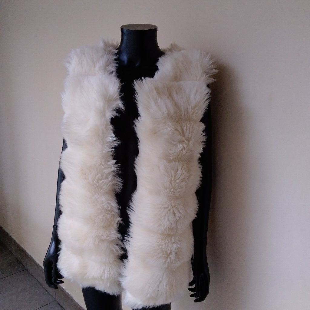 Witte fluffie bodywarmer, Kleding | Dames, Fluffie bodywarmer, Verzenden, Zo goed als nieuw, Wit
