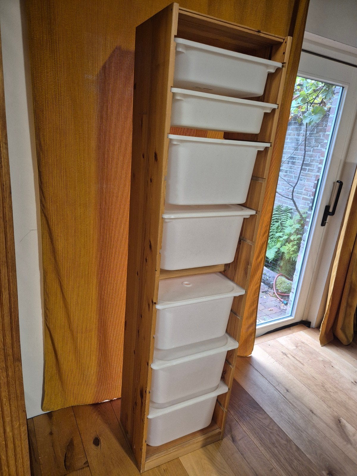 Trofast houten ikea kast + bakken en deksels, 25 à 50 cm, Enlèvement, Utilisé, 100 à 150 cm