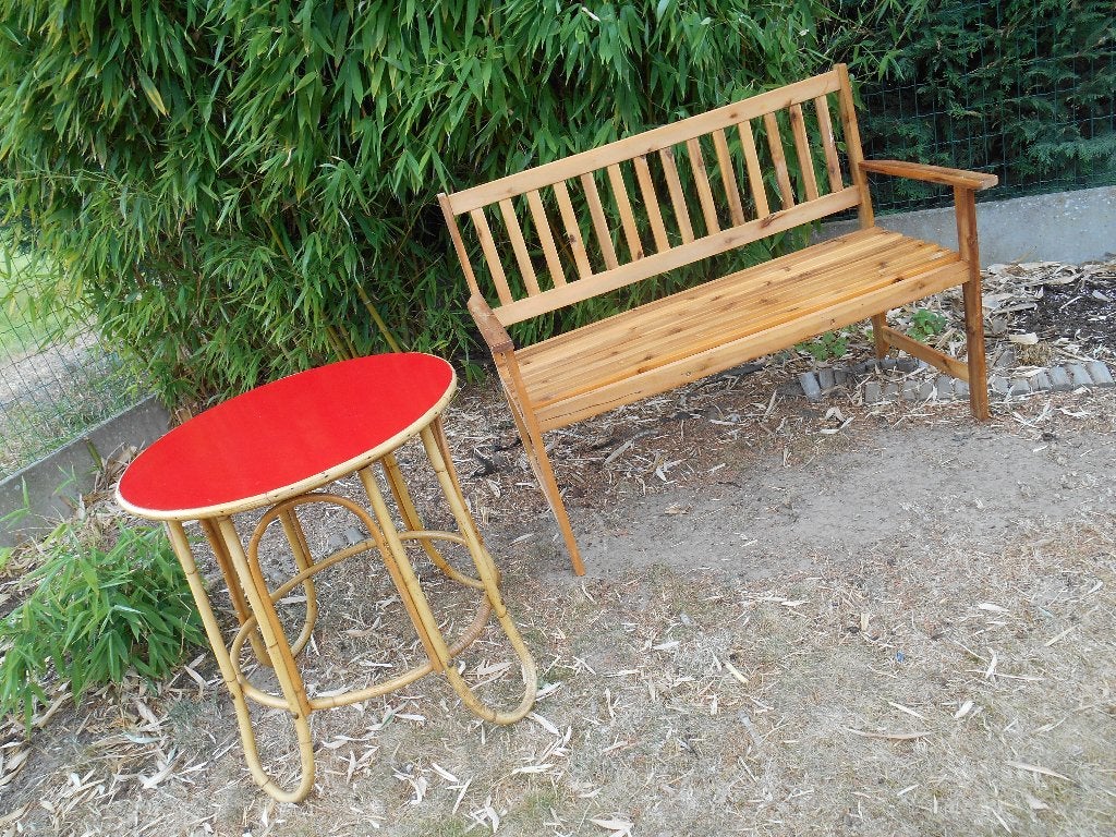 Vintage rotan tafel met formica blad, Ophalen